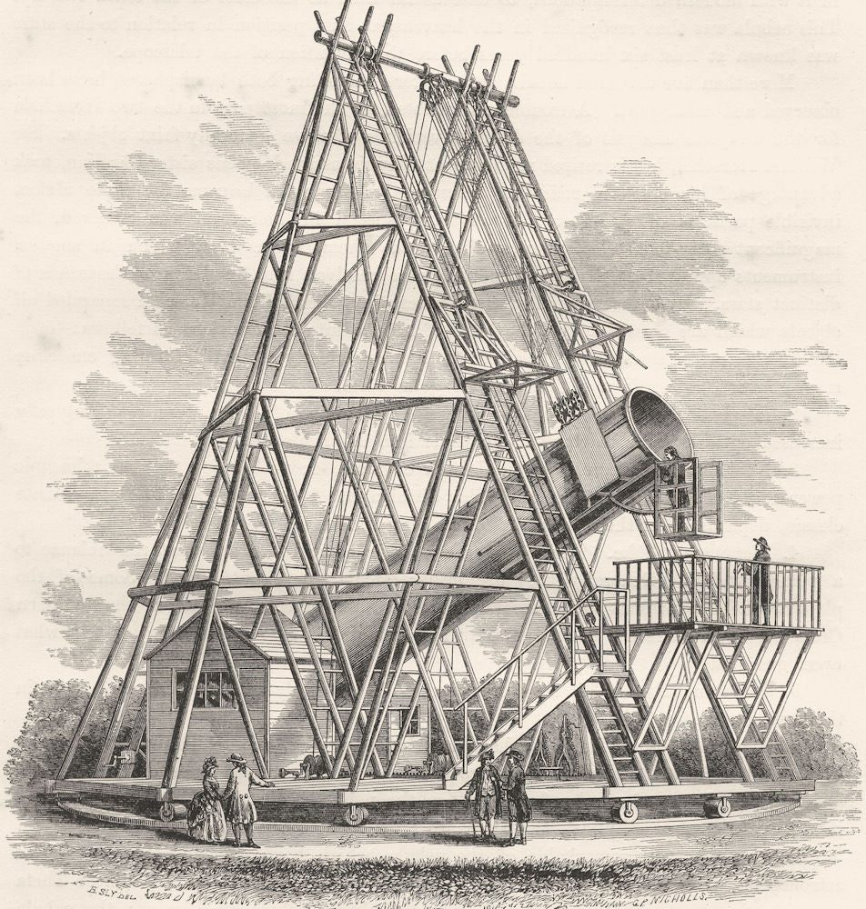SCIENCE. Sir W Herschel's Forty-Foot Reflecting Telescope 1869 old print